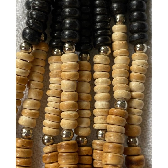 Vintage Neutral Tribal Style Multi- Layer Beaded Necklace, boho bohemian ethnic - Picture 4 of 6